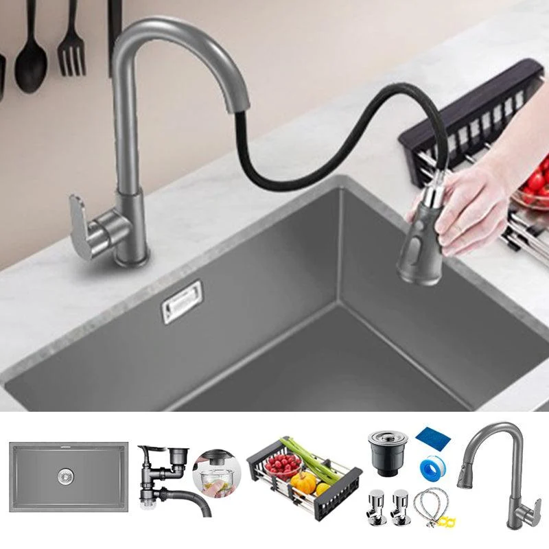 Rectangle Stainless Steel Kitchen Sink with Basket Strainer Sink -Bathlova