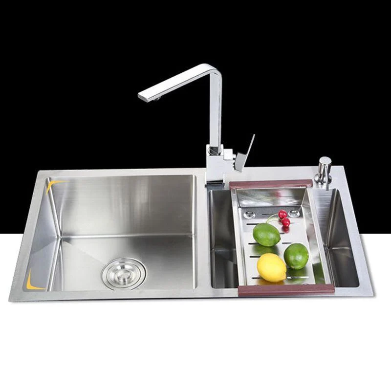 Rectangle Stainless Steel Kitchen Sink with Drain Assembly Contemporary Sink -Bathlova