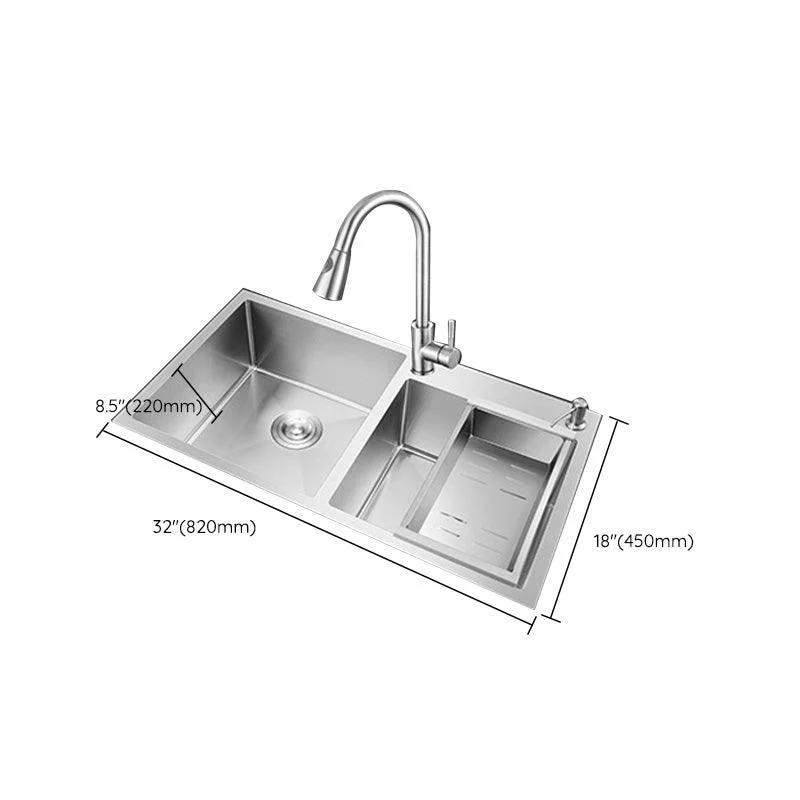 Rectangle Stainless Steel Kitchen Sink with Drain Assembly Contemporary Sink -Bathlova