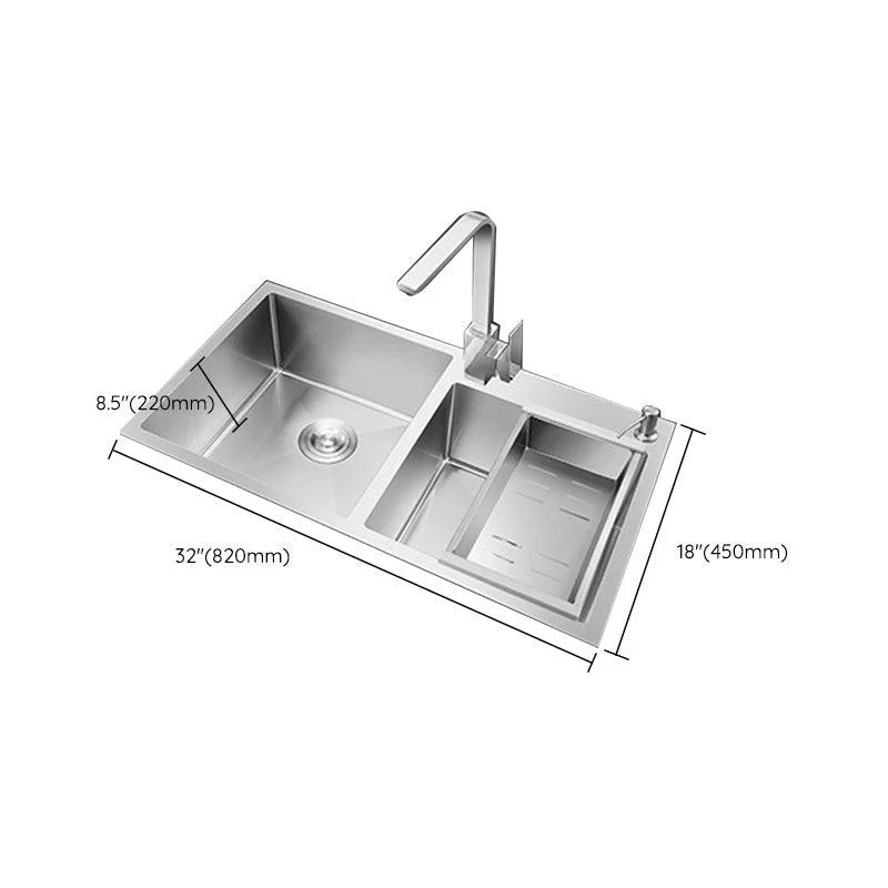 Rectangle Stainless Steel Kitchen Sink with Drain Assembly Contemporary Sink -Bathlova