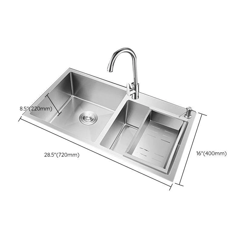 Rectangle Stainless Steel Kitchen Sink with Drain Assembly Contemporary Sink -Bathlova