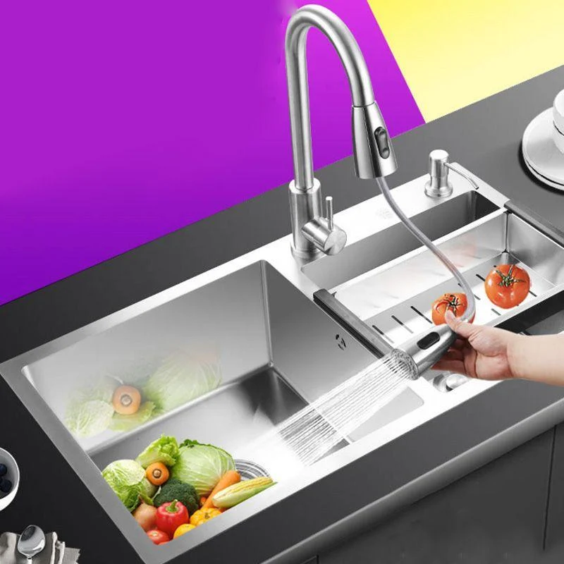 Rectangle Stainless Steel Kitchen Sink with Drain Assembly Contemporary Sink -Bathlova