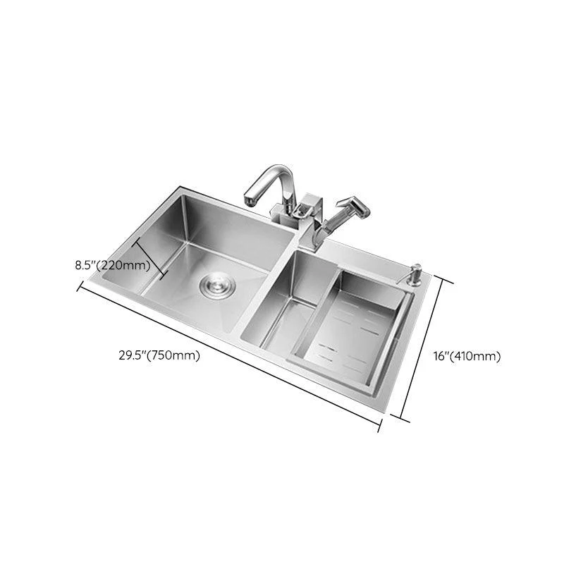 Rectangle Stainless Steel Kitchen Sink with Drain Assembly Contemporary Sink -Bathlova