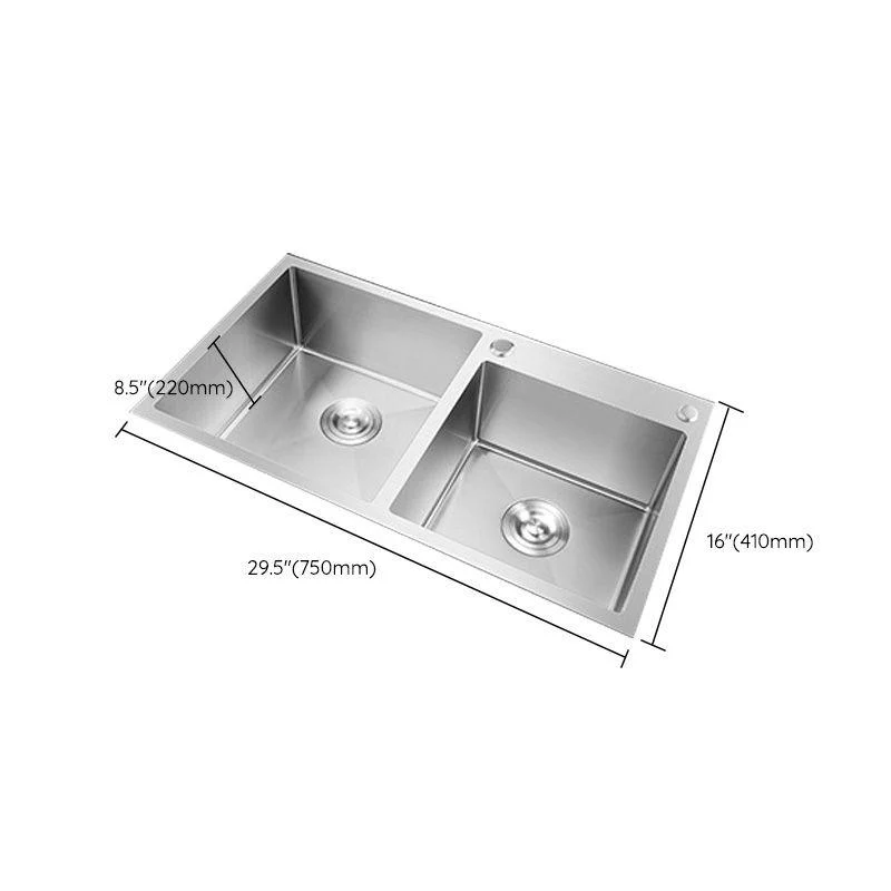 Rectangle Stainless Steel Kitchen Sink with Drain Assembly Contemporary Sink -Bathlova