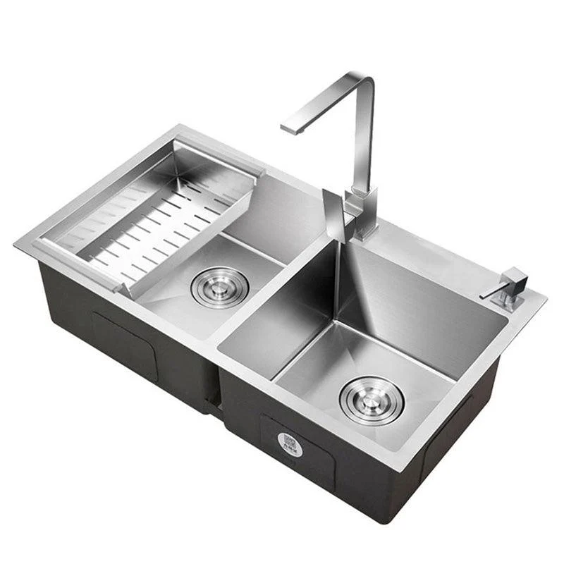 Rectangle Stainless Steel Kitchen Sink with Drain Assembly Contemporary Sink -Bathlova