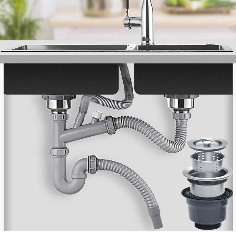 Rectangle Stainless Steel Kitchen Sink with Drain Assembly Contemporary Sink -Bathlova