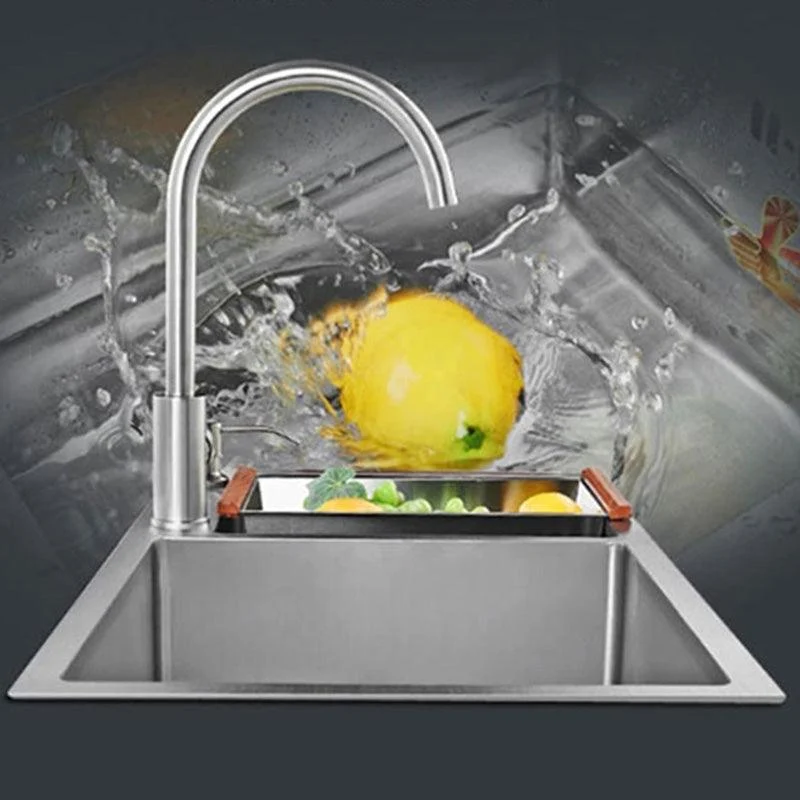 Rectangle Stainless Steel Kitchen Sink with Drain Assembly Contemporary Sink -Bathlova