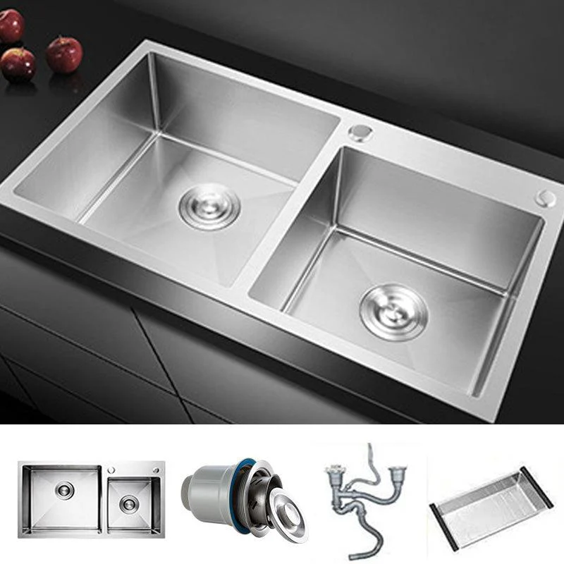 Rectangle Stainless Steel Kitchen Sink with Drain Assembly Contemporary Sink -Bathlova