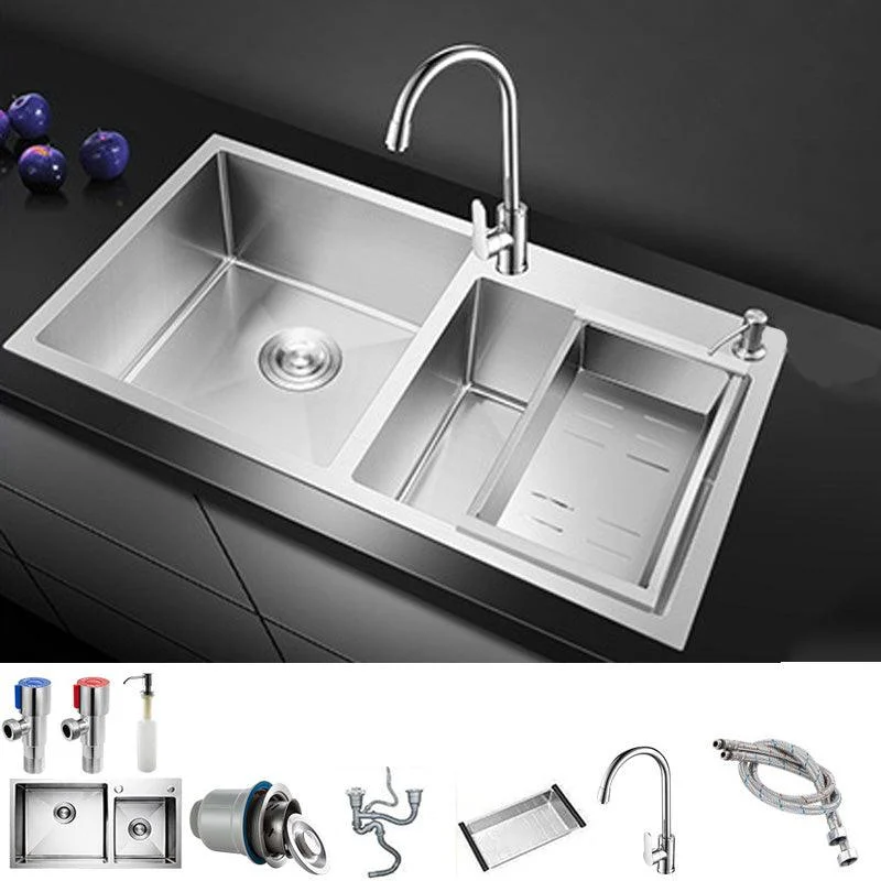 Rectangle Stainless Steel Kitchen Sink with Drain Assembly Contemporary Sink -Bathlova