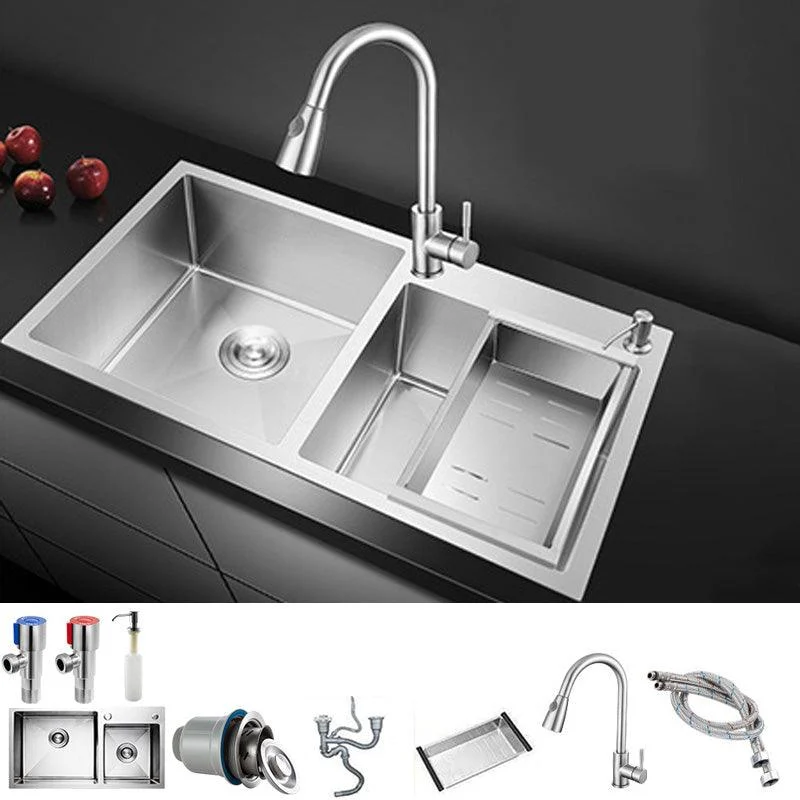 Rectangle Stainless Steel Kitchen Sink with Drain Assembly Contemporary Sink -Bathlova