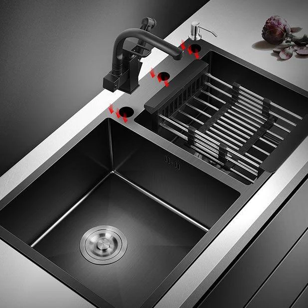 Rectangle Stainless Steel Sink in Black Double Bowl Drop-In Kitchen Sink -Bathlova