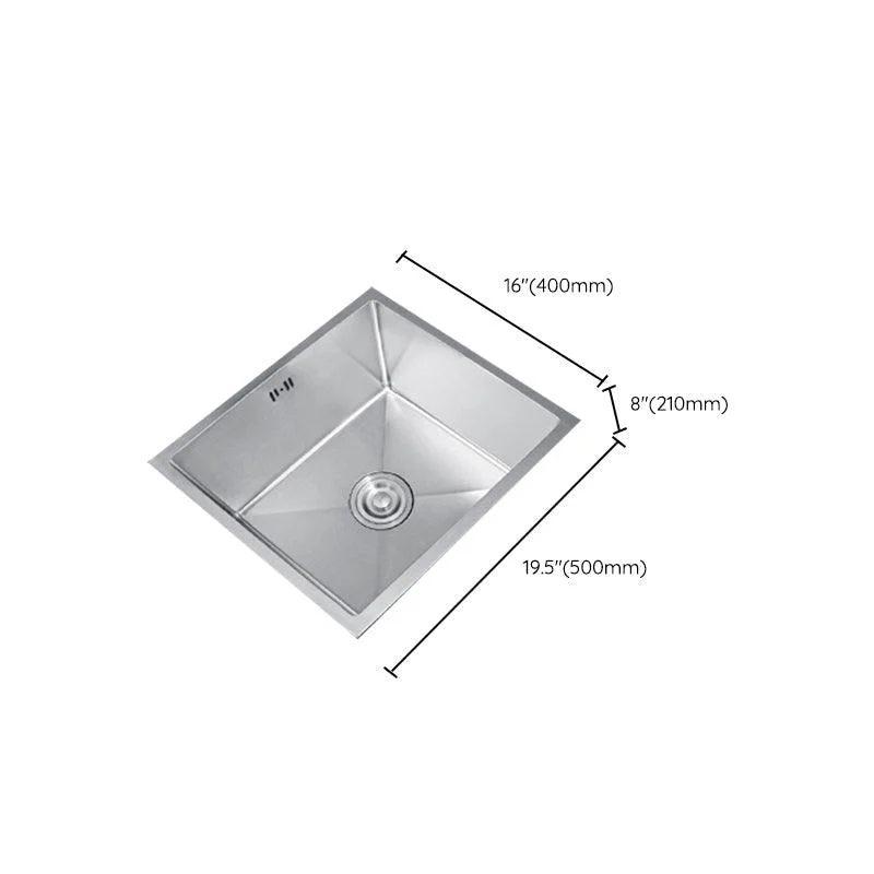 Rectangle Stainless Steel Sink Single Bowl Modern Kitchen Sink with Strainer -Bathlova