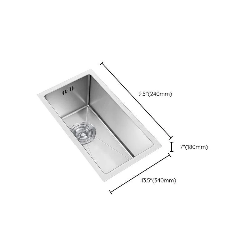 Rectangle Stainless Steel Sink Single Bowl Modern Kitchen Sink with Strainer -Bathlova