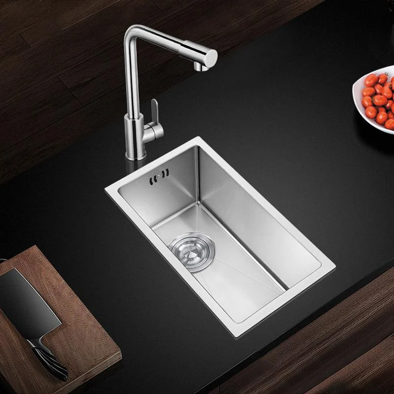 Rectangle Stainless Steel Sink Single Bowl Modern Kitchen Sink with Strainer -Bathlova