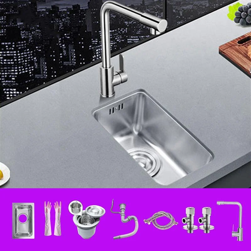 Rectangle Stainless Steel Sink Single Bowl Modern Kitchen Sink with Strainer -Bathlova