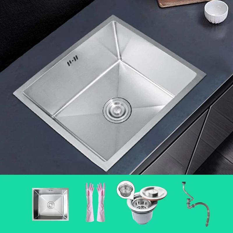 Rectangle Stainless Steel Sink Single Bowl Modern Kitchen Sink with Strainer -Bathlova