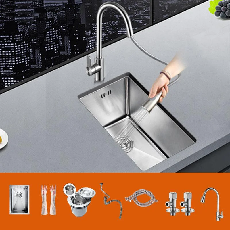 Rectangle Stainless Steel Sink Single Bowl Modern Kitchen Sink with Strainer -Bathlova