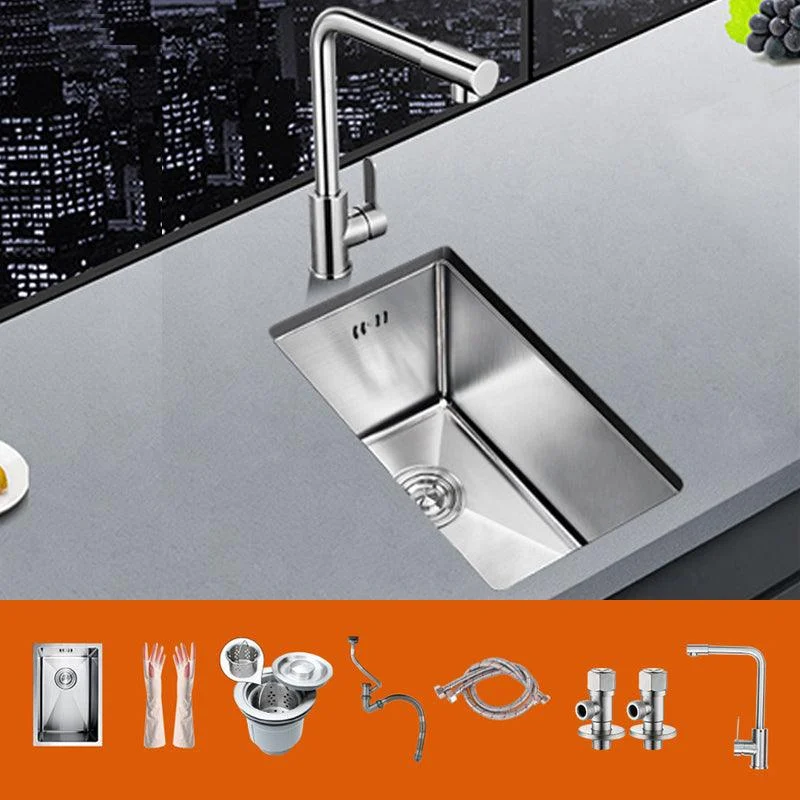 Rectangle Stainless Steel Sink Single Bowl Modern Kitchen Sink with Strainer -Bathlova