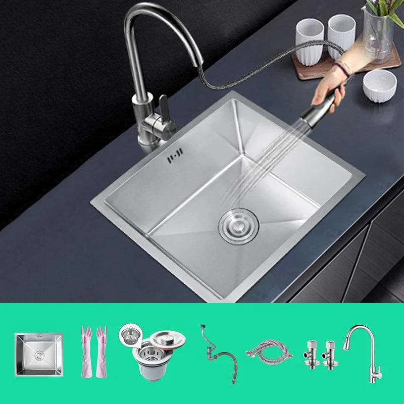 Rectangle Stainless Steel Sink Single Bowl Modern Kitchen Sink with Strainer -Bathlova