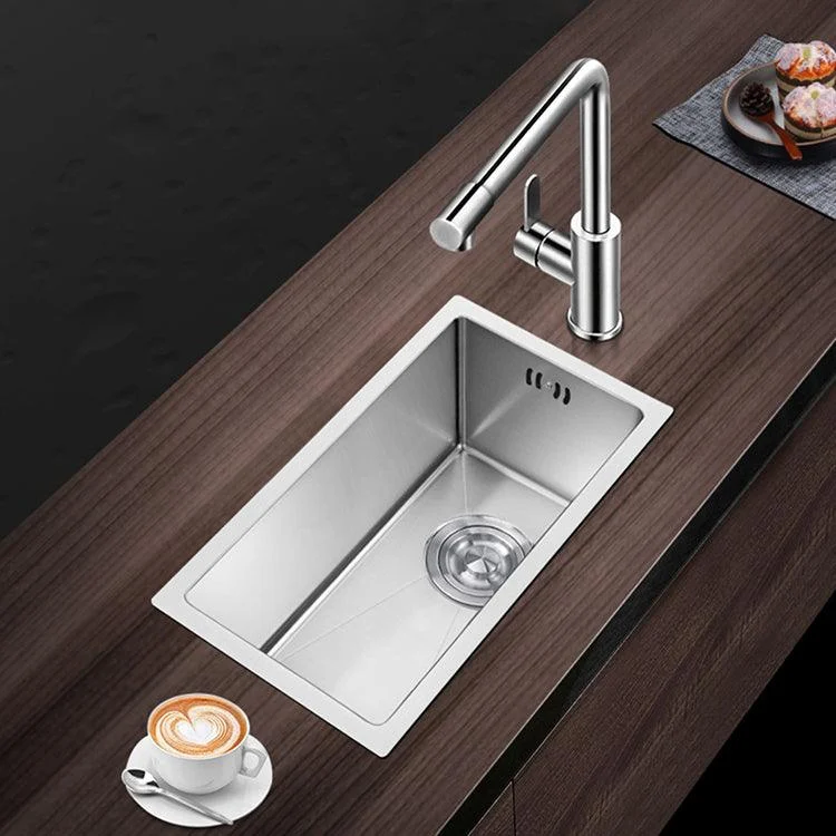 Rectangle Stainless Steel Sink Single Bowl Modern Kitchen Sink with Strainer -Bathlova