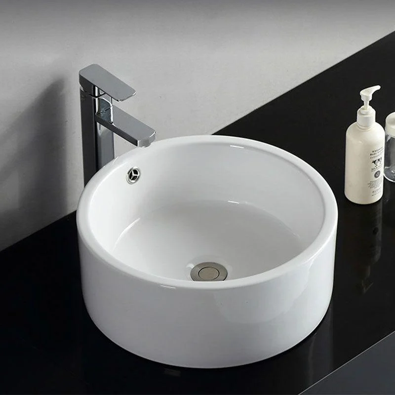 Rectangular and Round Vessel Sink in white with No Craftsmanship Basin Sink -Bathlova