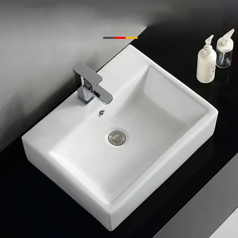 Rectangular and Round Vessel Sink in white with No Craftsmanship Basin Sink -Bathlova