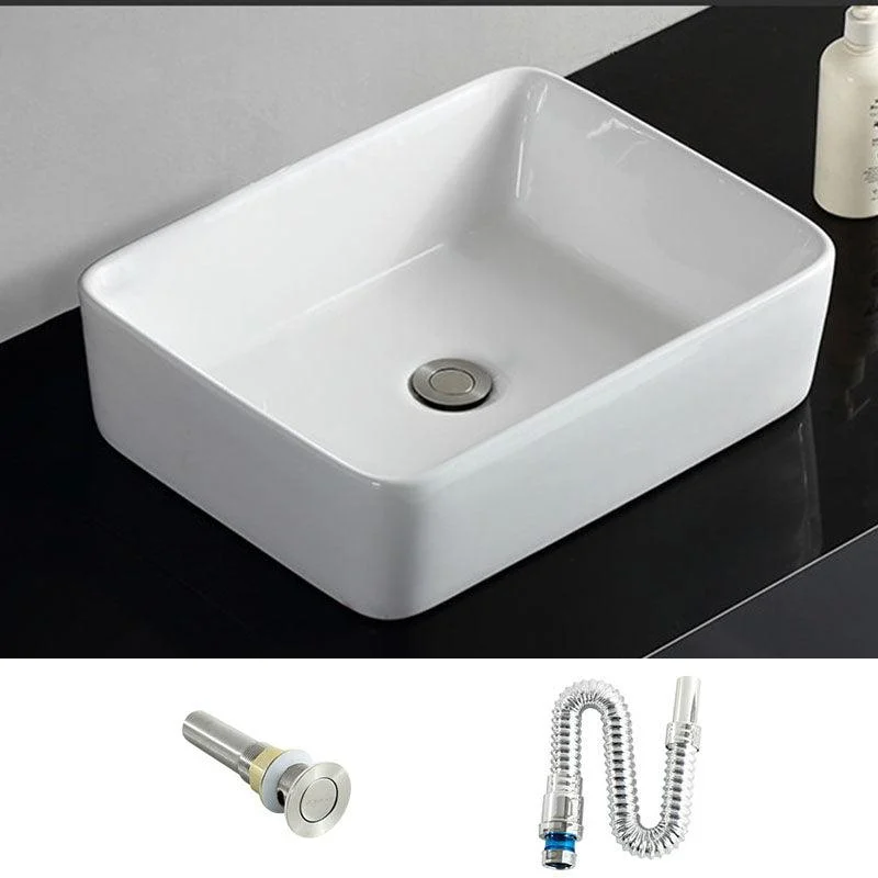 Rectangular and Round Vessel Sink in white with No Craftsmanship Basin Sink -Bathlova