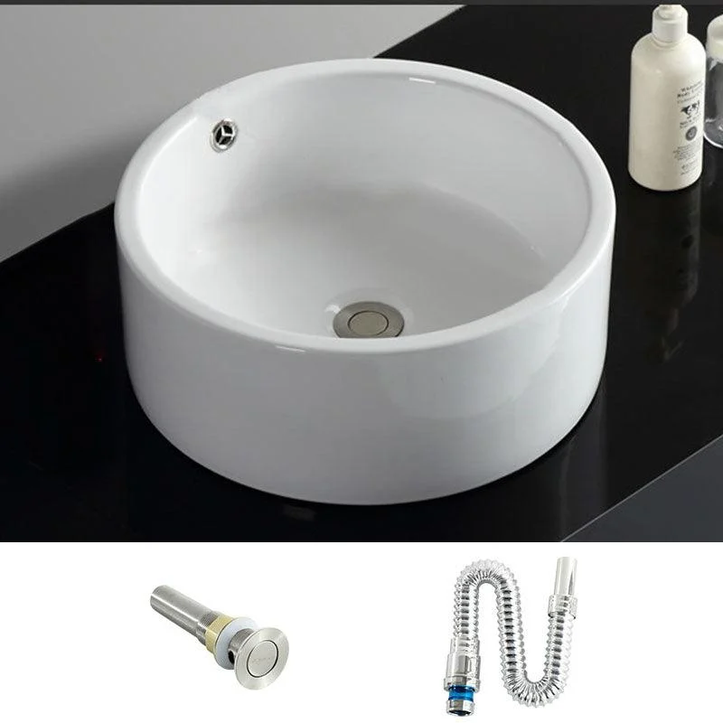 Rectangular and Round Vessel Sink in white with No Craftsmanship Basin Sink -Bathlova