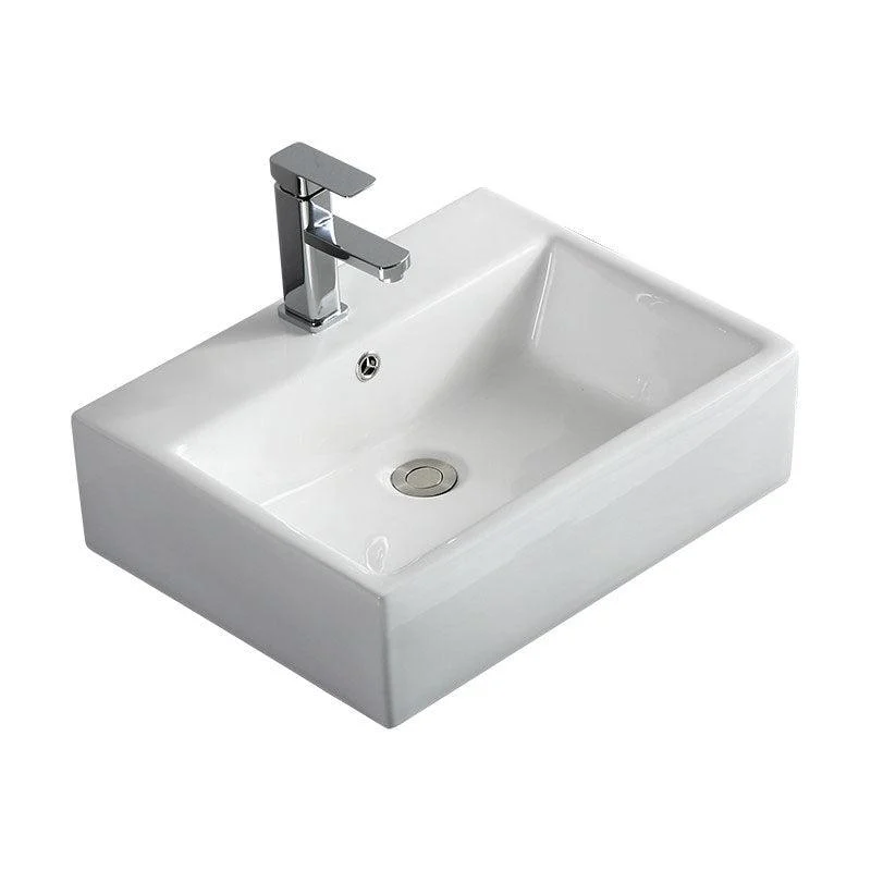 Rectangular and Round Vessel Sink in white with No Craftsmanship Basin Sink -Bathlova