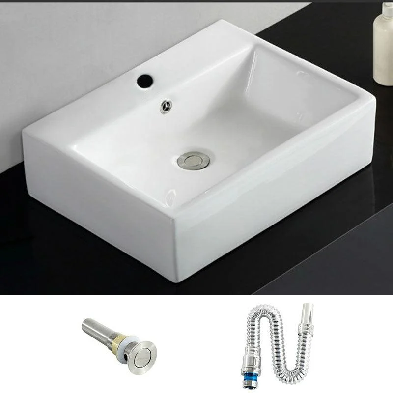 Rectangular and Round Vessel Sink in white with No Craftsmanship Basin Sink -Bathlova