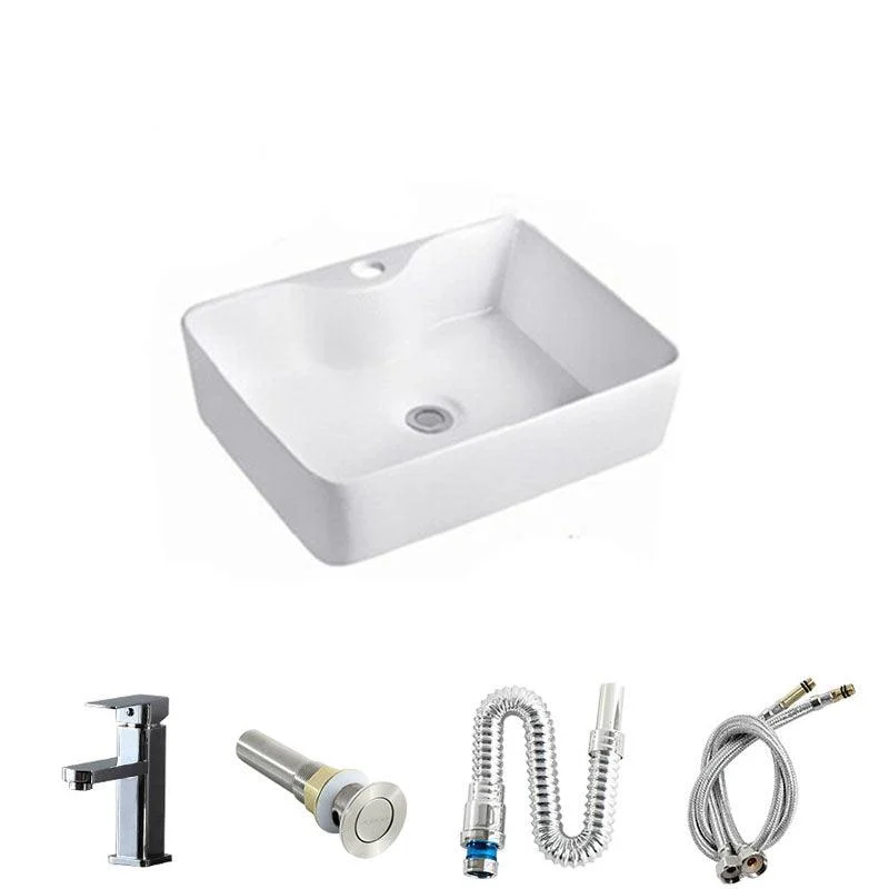 Rectangular and Round Vessel Sink in white with No Craftsmanship Basin Sink -Bathlova