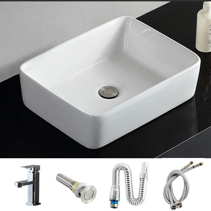 Rectangular and Round Vessel Sink in white with No Craftsmanship Basin Sink -Bathlova