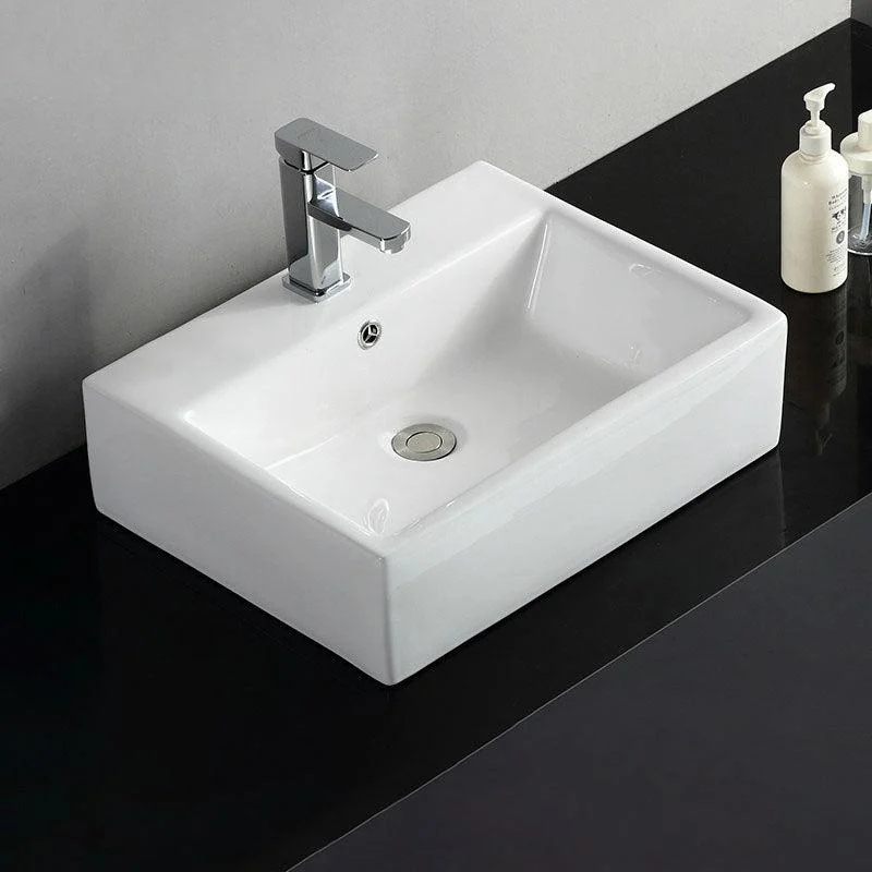 Rectangular and Round Vessel Sink in white with No Craftsmanship Basin Sink -Bathlova