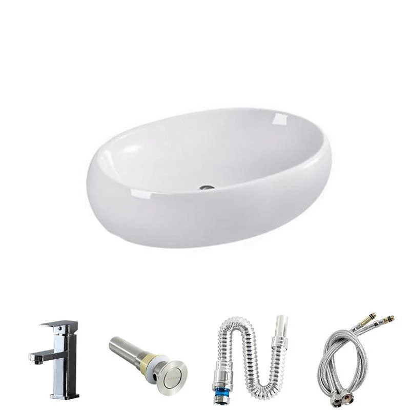 Rectangular and Round Vessel Sink in white with No Craftsmanship Basin Sink -Bathlova