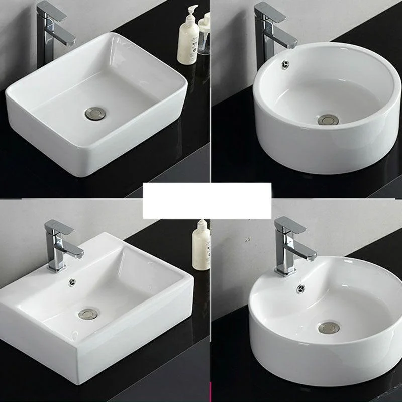 Rectangular and Round Vessel Sink in white with No Craftsmanship Basin Sink -Bathlova