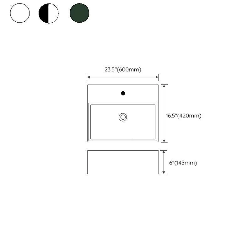 Rectangular Bathroom Sink Ceramic Modern Vessel Bathroom Sink with Tap -Bathlova
