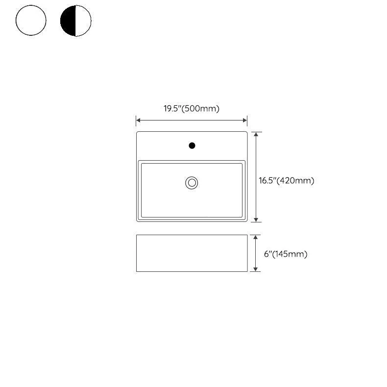 Rectangular Bathroom Sink Ceramic Modern Vessel Bathroom Sink with Tap -Bathlova