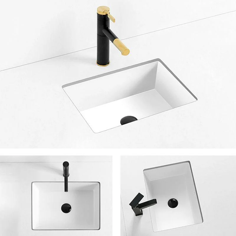 Rectangular Bathroom Sink in White with Overflow Porcelain Undermount Sink -Bathlova