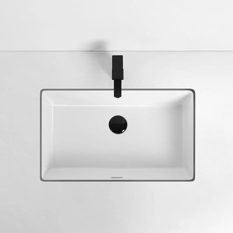 Rectangular Bathroom Sink in White with Overflow Porcelain Undermount Sink -Bathlova