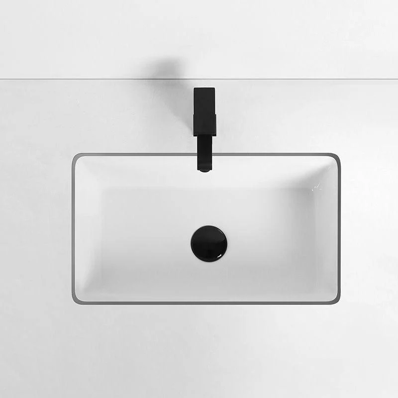 Rectangular Bathroom Sink in White with Overflow Porcelain Undermount Sink -Bathlova