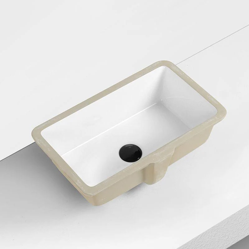 Rectangular Bathroom Sink in White with Overflow Porcelain Undermount Sink -Bathlova