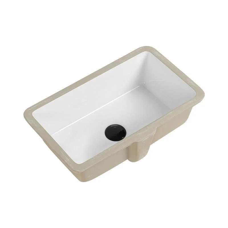 Rectangular Bathroom Sink in White with Overflow Porcelain Undermount Sink -Bathlova