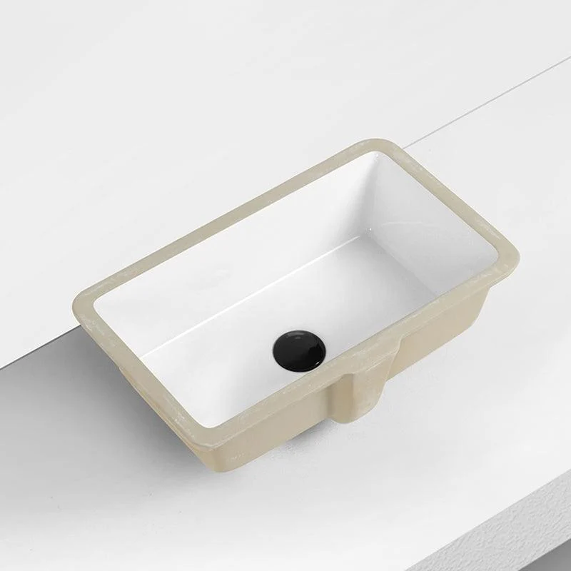 Rectangular Bathroom Sink in White with Overflow Porcelain Undermount Sink -Bathlova