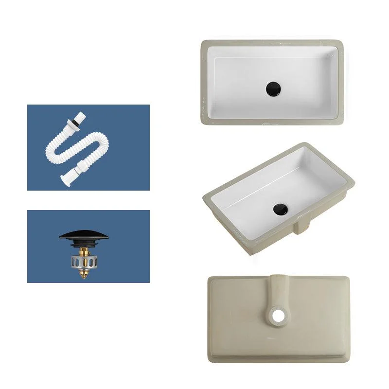 Rectangular Bathroom Sink in White with Overflow Porcelain Undermount Sink -Bathlova