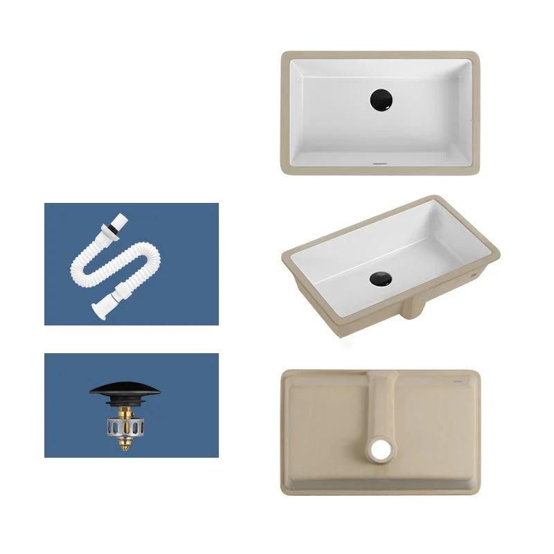 Rectangular Bathroom Sink in White with Overflow Porcelain Undermount Sink -Bathlova