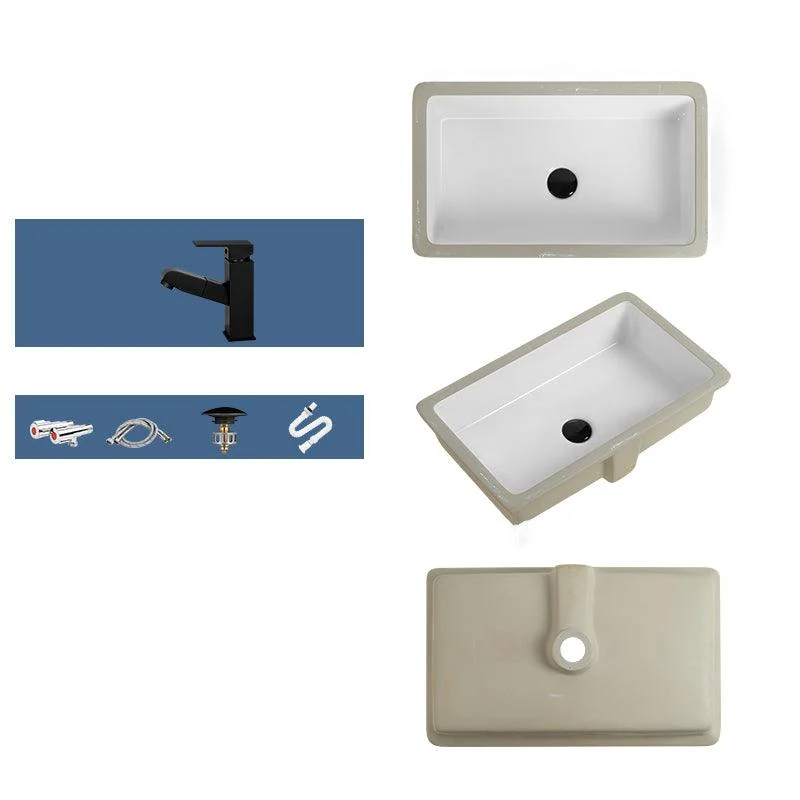 Rectangular Bathroom Sink in White with Overflow Porcelain Undermount Sink -Bathlova