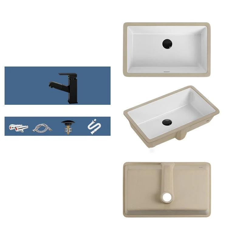 Rectangular Bathroom Sink in White with Overflow Porcelain Undermount Sink -Bathlova