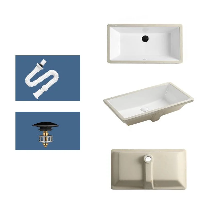 Rectangular Bathroom Sink in White with Overflow Porcelain Undermount Sink -Bathlova