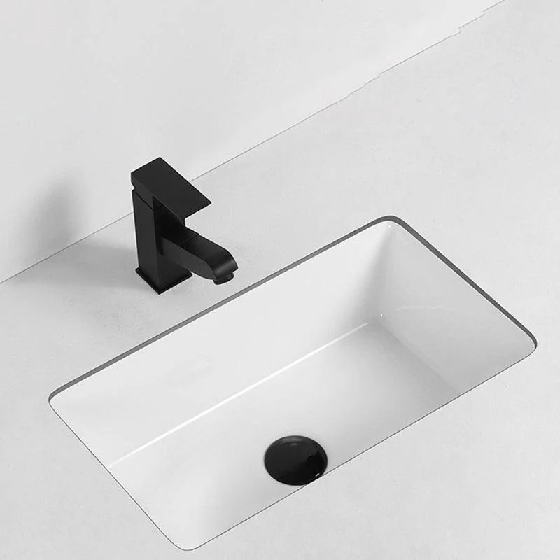 Rectangular Bathroom Sink in White with Overflow Porcelain Undermount Sink -Bathlova