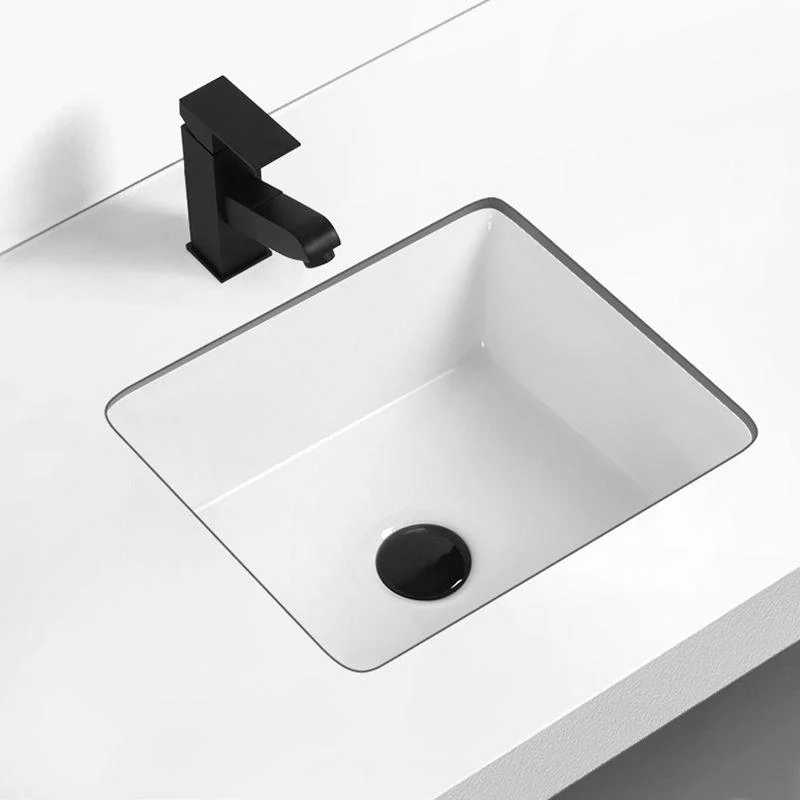 Rectangular Bathroom Sink in White with Overflow Porcelain Undermount Sink -Bathlova